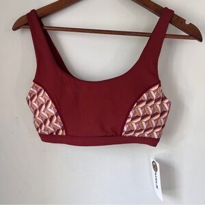 Hurley Red and Pink Sports Bra with Geometric Design